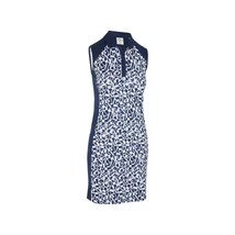 Two-Tone Geometric Sleeveless Golf Polo Dress