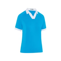 Short Sleeve V-Placket Colourblock Polo Vivid Blue