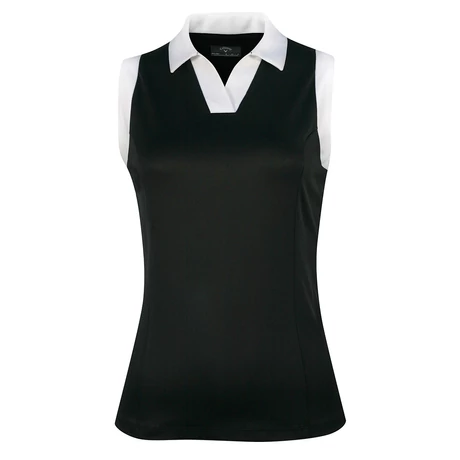 Sleeveless V-Placket Colourblock Polo