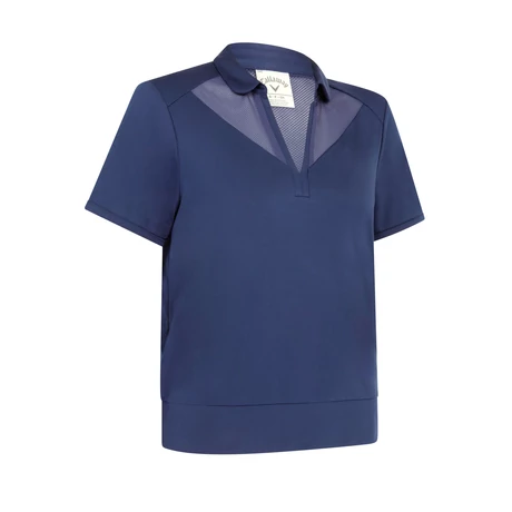 Waist Length Mesh Detail Short Sleeve Polo