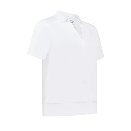 Waist Length Mesh Detail Short Sleeve Polo