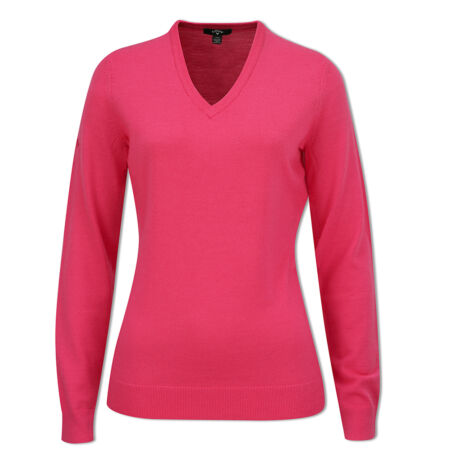 Callaway Ladies Raspberry Sorbet V-Neck Merino Sweater